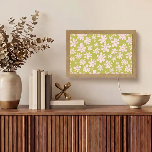 Bloemen - Roze - Getekend - Patroon Light Box met kabel (Tafellamp) klein -sfeer2