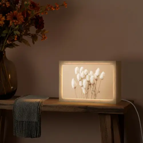 Bloemen - Planten - Bruin - Pastel Light Box met kabel (Tafellamp) klein -sfeer4