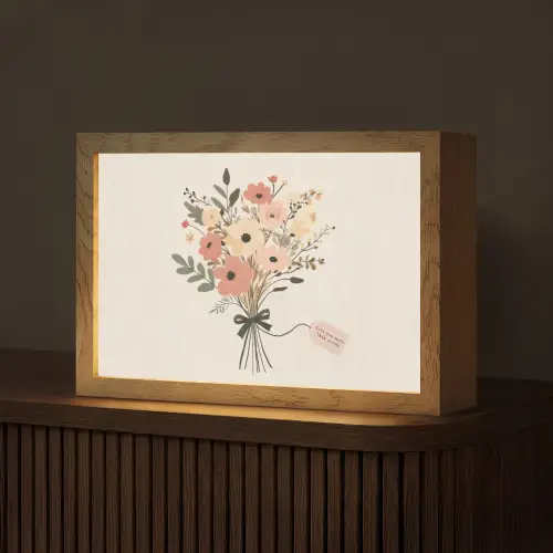Bloemen - Quote - Beige - Lint Light Box met kabel (Tafellamp) klein -z3d_website