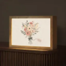 Bloemen - Quote - Beige - Lint Light Box met kabel (Tafellamp) klein -z3d_website