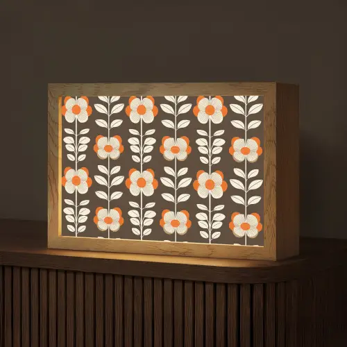 Bloemen - Retro - Bruin Light Box met kabel (Tafellamp) klein 924 -z3d_website
