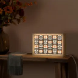 Bloemen - Retro - Bruin Light Box met kabel (Tafellamp) klein 924 -sfeer4