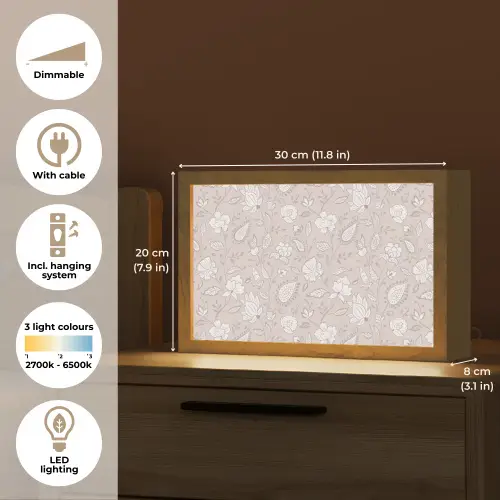 Bloemen - Getekend - Lavendel Light Box met kabel (Tafellamp) klein 924 -USP_EN