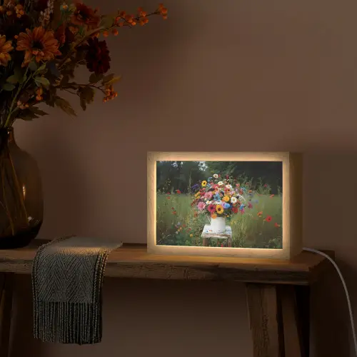 Bloemen - Krukje - Gieter - Veld Light Box met kabel (Tafellamp) klein -sfeer4