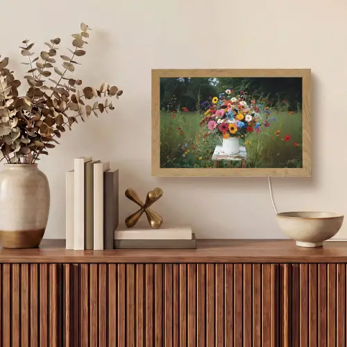 Bloemen - Krukje - Gieter - Veld Light Box met kabel (Tafellamp) klein -sfeer2