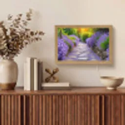 Bloemen - Pad - lavendel - Tuin Light Box met kabel (Tafellamp) klein -sfeer2