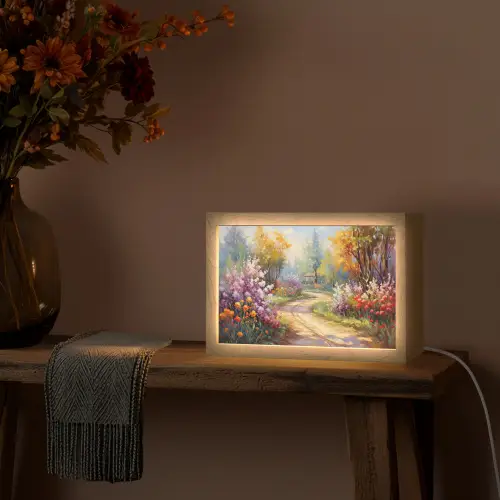 Bloemen - Bomen - Kunst - Watercolor Light Box met kabel (Tafellamp) klein -sfeer4