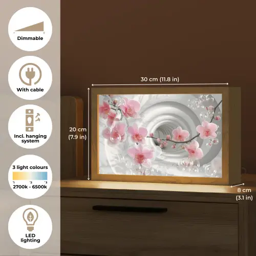 Bloemen - Tunnel - Abstact - 3D effect Light Box met kabel (Tafellamp) klein -USP_EN