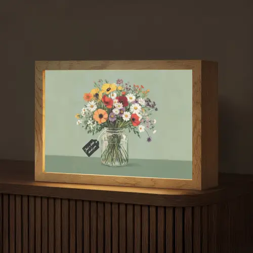 Bloemen - Vaas - Kaartje Light Box met kabel (Tafellamp) klein -z3d_website