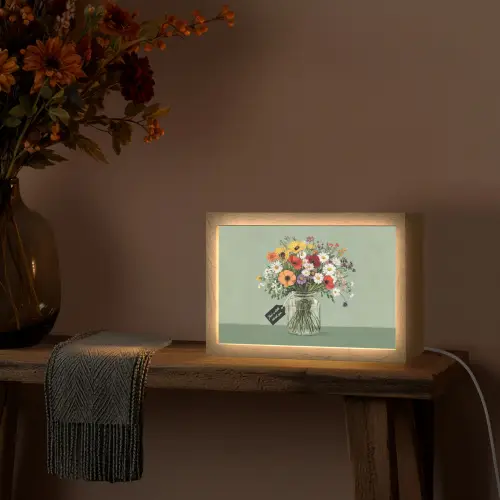 Bloemen - Vaas - Kaartje Light Box met kabel (Tafellamp) klein -sfeer4