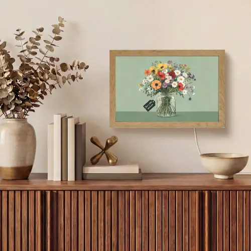 Bloemen - Vaas - Kaartje Light Box met kabel (Tafellamp) klein -sfeer2