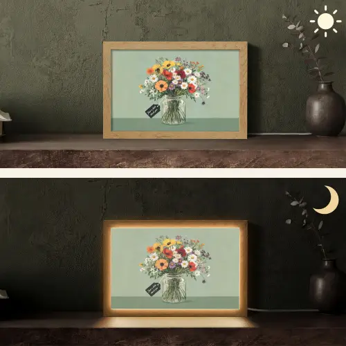 Bloemen - Vaas - Kaartje Light Box met kabel (Tafellamp) klein -sfeer3