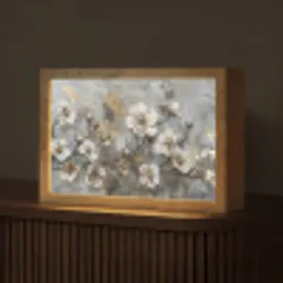 Bloemen - Wit - Grijs - Goud - Luxe Light Box met kabel (Tafellamp) klein -z3d_website
