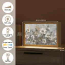Bloemen - Wit - Grijs - Goud - Luxe Light Box met kabel (Tafellamp) klein -USP_EN