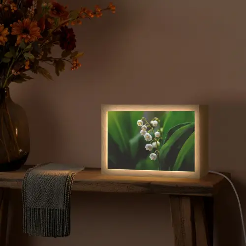 Bloemen - Wit - Bladeren - Lelietjes Light Box met kabel (Tafellamp) klein -sfeer4