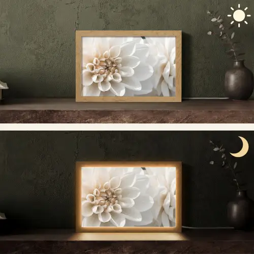 Bloemen - Wit - Natuur Light Box met kabel (Tafellamp) klein -sfeer3