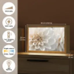 Bloemen - Wit - Natuur Light Box met kabel (Tafellamp) klein -USP_EN