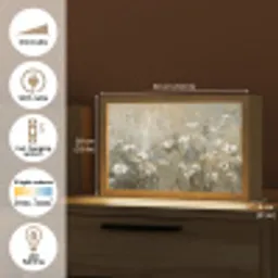 Bloemen - Wit - Natuur - Grijs - Modern Light Box met kabel (Tafellamp) klein -USP_EN