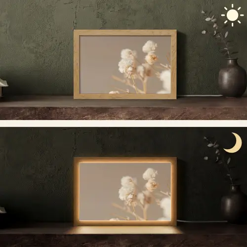 Bloemen - Wit - Natuur - Pastel Light Box met kabel (Tafellamp) klein -sfeer3