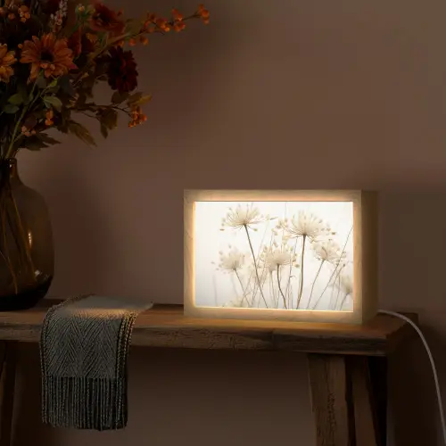 Bloemen - Wit - Zonlicht Light Box met kabel (Tafellamp) klein -sfeer4