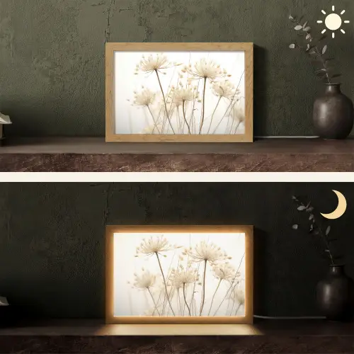Bloemen - Wit - Zonlicht Light Box met kabel (Tafellamp) klein -sfeer3