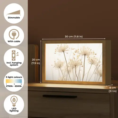 Bloemen - Wit - Zonlicht Light Box met kabel (Tafellamp) klein -USP_EN