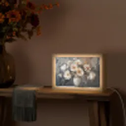 Bloemen - Wit - Vaas - Modern Light Box met kabel (Tafellamp) klein -sfeer4