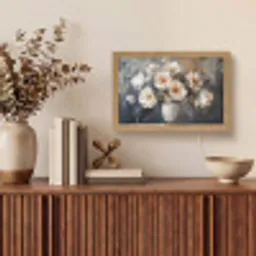 Bloemen - Wit - Vaas - Modern Light Box met kabel (Tafellamp) klein -sfeer2