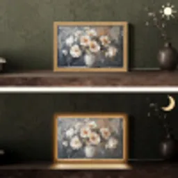 Bloemen - Wit - Vaas - Modern Light Box met kabel (Tafellamp) klein -sfeer3