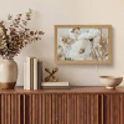 Bloemen - Winter - Wit - Sneeuw - Beige Light Box met kabel (Tafellamp) klein -sfeer2