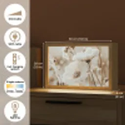 Bloemen - Winter - Wit - Sneeuw - Beige Light Box met kabel (Tafellamp) klein -USP_EN