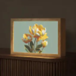 Bloemen - Geel - Bladeren - Structuur Light Box met kabel (Tafellamp) klein -z3d_website