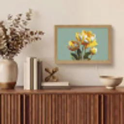 Bloemen - Geel - Bladeren - Structuur Light Box met kabel (Tafellamp) klein -sfeer2