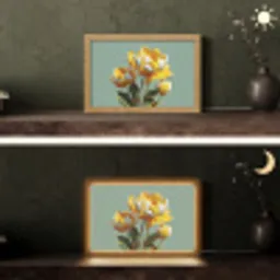 Bloemen - Geel - Bladeren - Structuur Light Box met kabel (Tafellamp) klein -sfeer3