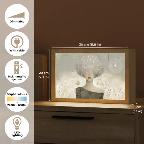 Pluis - Vrouw - Beige Light Box met kabel (Tafellamp) klein -USP_EN