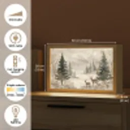 Bos - Herten - Winter - Sneeuw Light Box met kabel (Tafellamp) klein -USP_EN