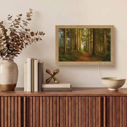 Bos - Natuur - Bomen - Landschap - Bladeren Light Box met kabel (Tafellamp) klein -sfeer2