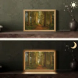 Bos - Natuur - Bomen - Landschap - Bladeren Light Box met kabel (Tafellamp) klein -sfeer3
