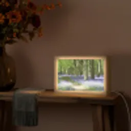 Bos - Pad - Bloemen - Paars - Groen - Natuur Light Box met kabel (Tafellamp) klein -sfeer4
