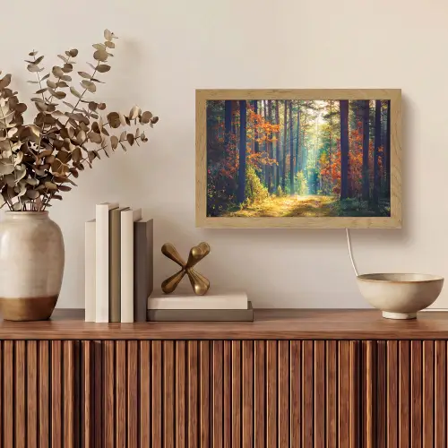 Bos - Zon - Natuur - Herfst Light Box met kabel (Tafellamp) klein -sfeer2