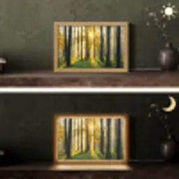 Bos - Zon - Bomen - Gras - Landschap  - Natuur Light Box met kabel (Tafellamp) klein -sfeer3