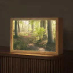 Bos - Bomen - Pad - Zon - Planten - Bladeren - Natuur Light Box met kabel (Tafellamp) klein -z3d_website