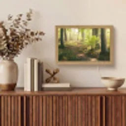 Bos - Bomen - Pad - Zon - Planten - Bladeren - Natuur Light Box met kabel (Tafellamp) klein -sfeer2