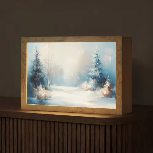Bos - Winter - Natuur - Abstract - Sneeuw Light Box met kabel (Tafellamp) klein -z3d_website