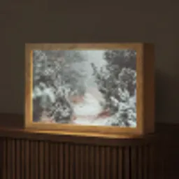 Bos - Winter - Bomen - Natuur - Pad - Sneeuw Light Box met kabel (Tafellamp) klein -z3d_website