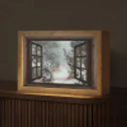 Bos - Winter - Bomen - Natuur - Pad - Doorkijk Light Box met kabel (Tafellamp) klein -z3d_website