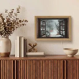 Bos - Winter - Bomen - Natuur - Pad - Doorkijk Light Box met kabel (Tafellamp) klein -sfeer2