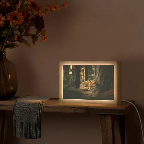 Vos - Bos - Slapen Light Box met kabel (Tafellamp) klein -sfeer4