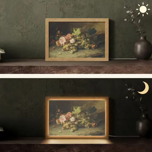 Fruit - Stilleven met druiven - Oude meesters Light Box met kabel (Tafellamp) klein -sfeer3