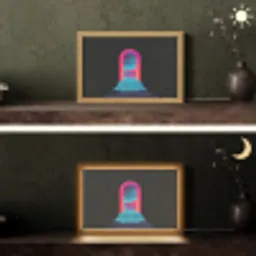 Poortje - Landschap - Sterrenhemel - Roze Light Box met kabel (Tafellamp) klein -sfeer3